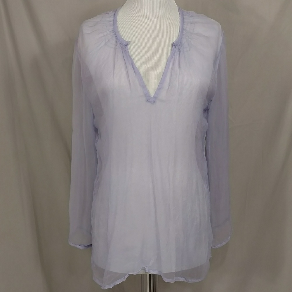 Sheer Silk Lavender Blouse Beach Cover Top Letarte